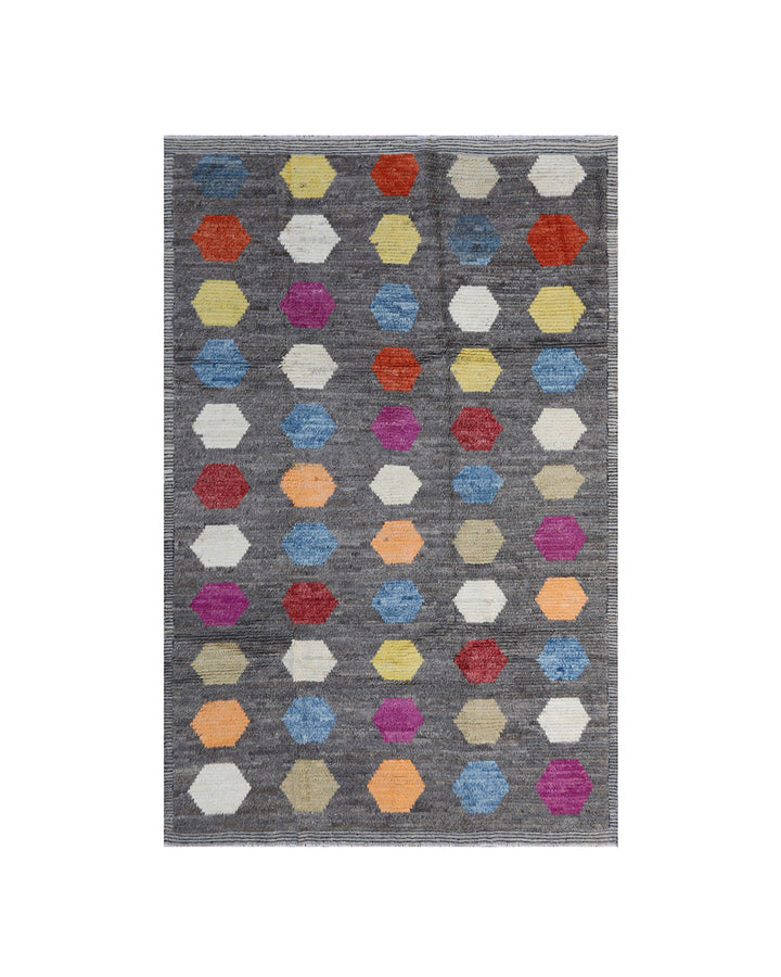Ariana Rugs Barchi Collection Hand-Knotted Moroccan Style Hexagon Wool Rug