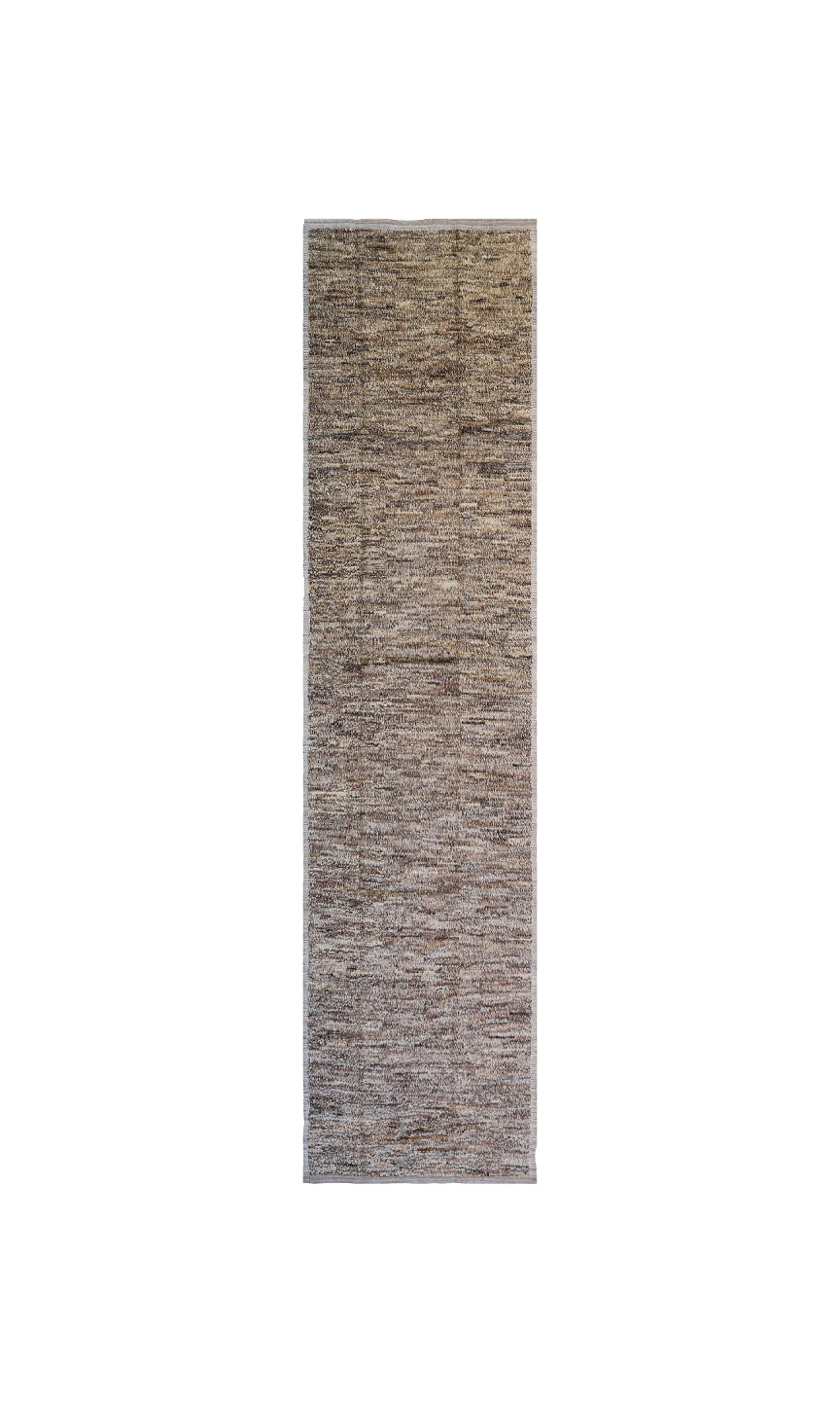Ariana Barchi Collection 4x16 Stria Brown Moroccan Style Shaggy Wool Runner Rug