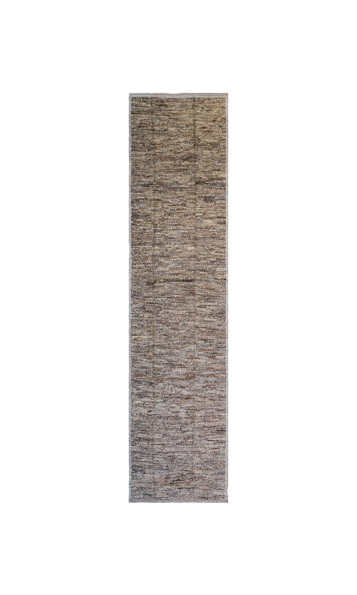 Ariana Barchi Collection 4x16 Stria Brown Moroccan Style Shaggy Wool Runner Rug