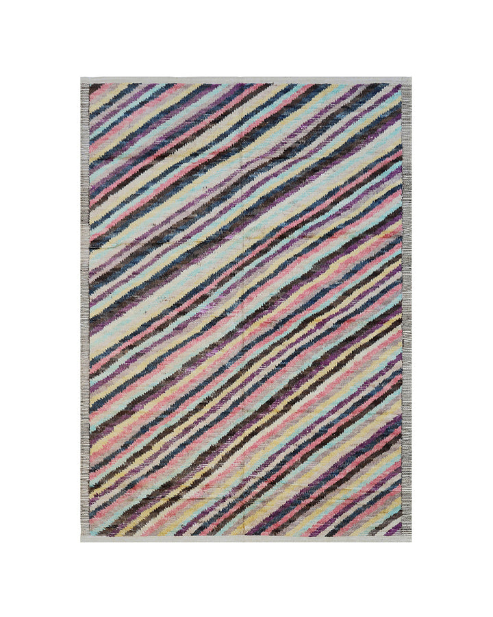 Ariana Barchi Collection 6x9 Multi-Color Striped Moroccan Style Hand-Knotted Wool Rug