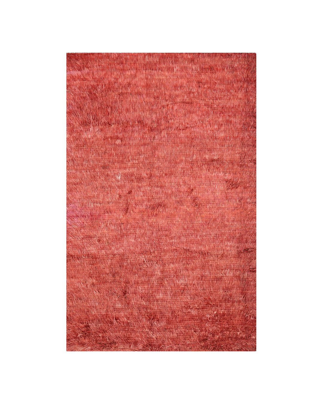 Ariana Barchi Collection 6x9 Solid Red Moroccan Style Shaggy Hand-Knotted Wool Rug