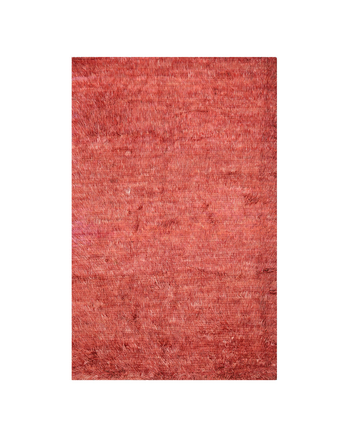Ariana Barchi Collection 6x9 Solid Red Moroccan Style Shaggy Hand-Knotted Wool Rug