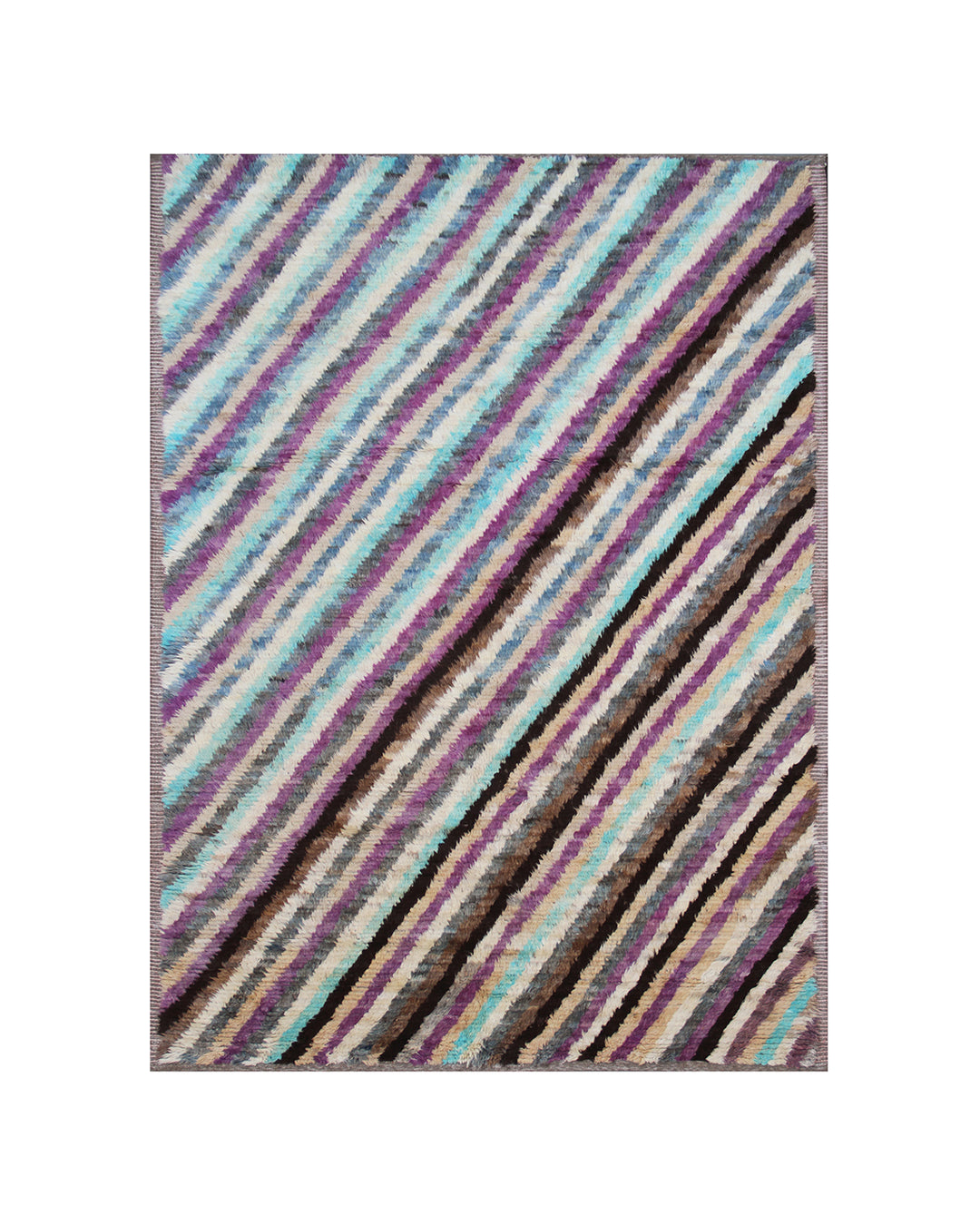 Ariana Barchi Collection 6x9 Vibrant Diagonal Striped Moroccan Style Hand-Knotted Wool Rug