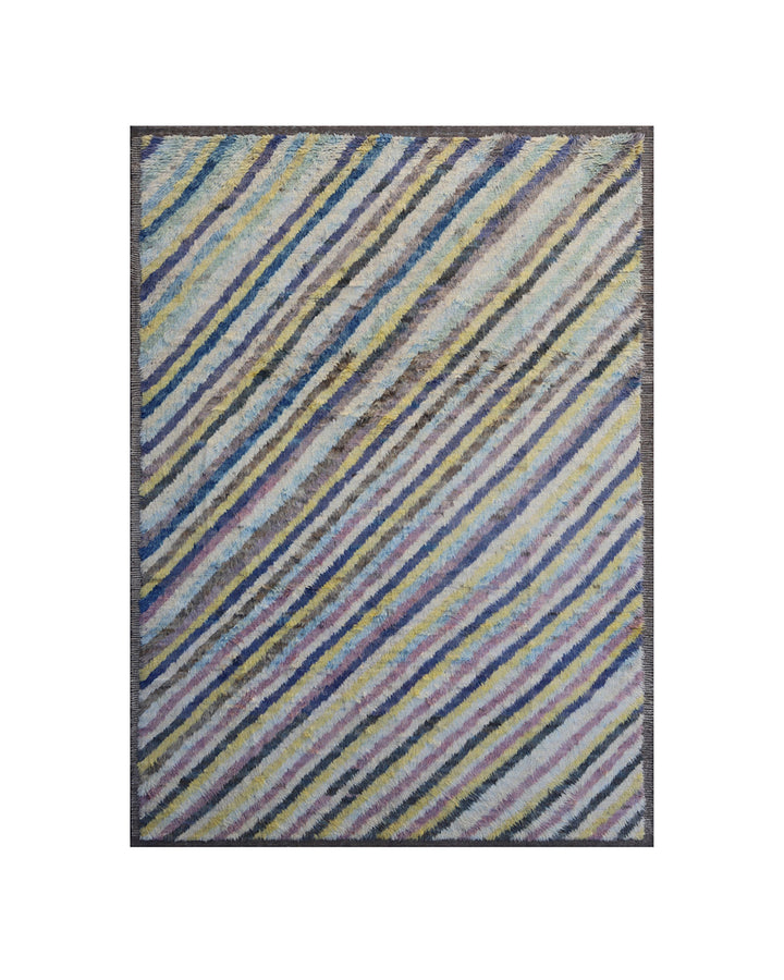 Ariana Barchi Collection 7x10 Diagonal Stripe Moroccan Style Hand-Knotted Wool Rug