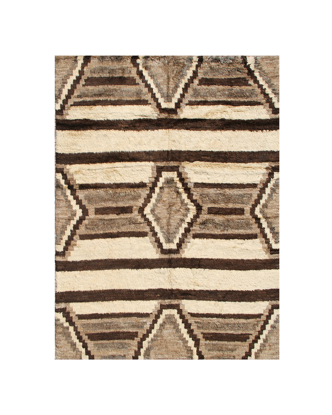 Ariana Barchi Collection 8x10 Aztec Navajo Design Shaggy Hand-Knotted Undyed Wool Rug