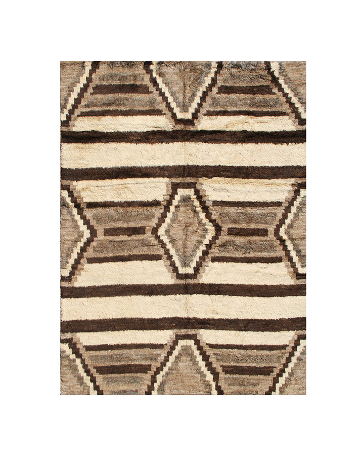 Ariana Barchi Collection 8x10 Aztec Navajo Design Shaggy Hand-Knotted Undyed Wool Rug