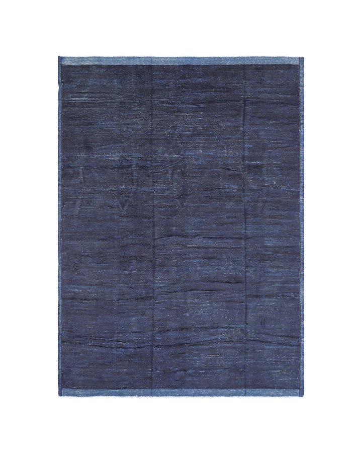 Ariana Barchi Collection 9x12 Solid Navy Blue Moroccan Style Hand-Knotted Wool Rug