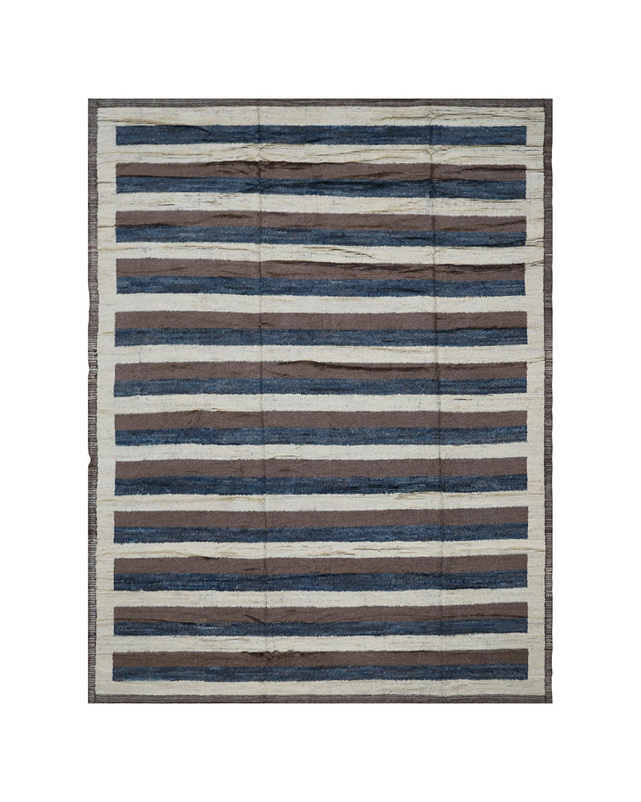 Authentic Ariana Barchi Hand Knotted Moroccan Style Striped Plush Wool Rug