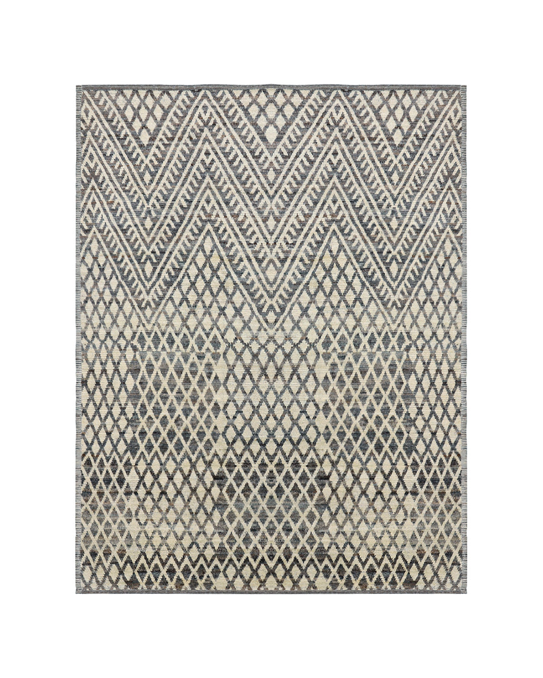 Ariana Barchi Collection: Hand-Knotted Black and White Geometric Moroccan Style Rug