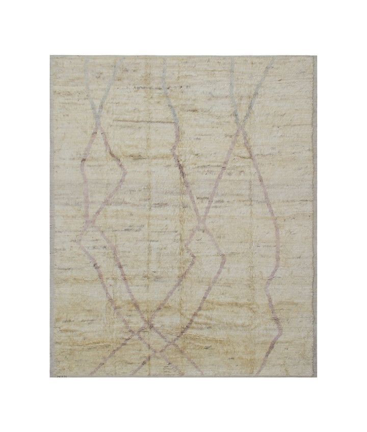 Authentic Ariana Barchi Moroccan Style Shaggy Cream and Beige Wool Rug
