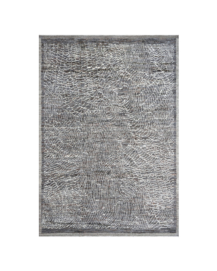Authentic Ariana Barchi Moroccan Style Grey and White Shaggy Wool Rug