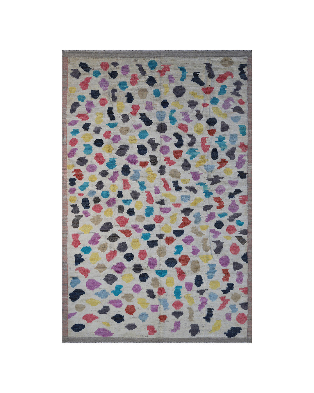 Authentic Ariana Barchi Moroccan Style Multi Color Geometric Shaggy Wool Rug