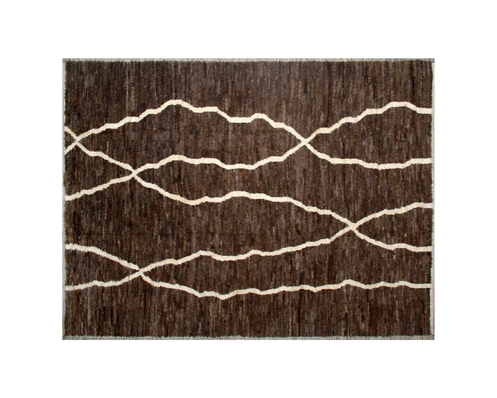 Authentic Ariana Barchi Moroccan Style Large Dark Brown Shaggy Wool Rug