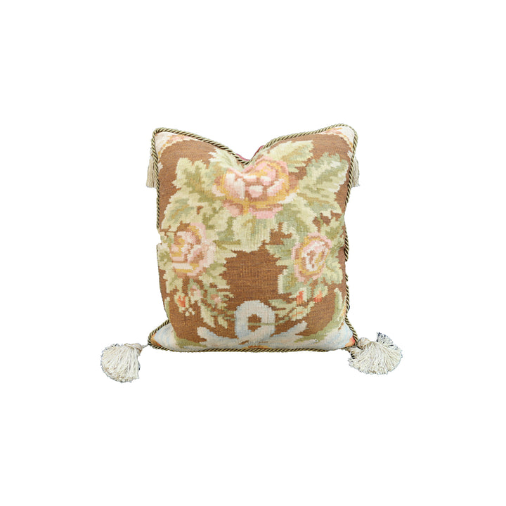 20x20 Ariana Bessarabian handwoven organic wool kilim pillowcase featuring traditional floral patterns