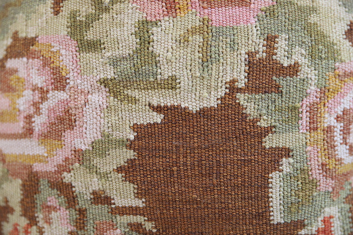 20x20 Ariana Bessarabian handwoven organic wool kilim pillowcase featuring traditional floral patterns