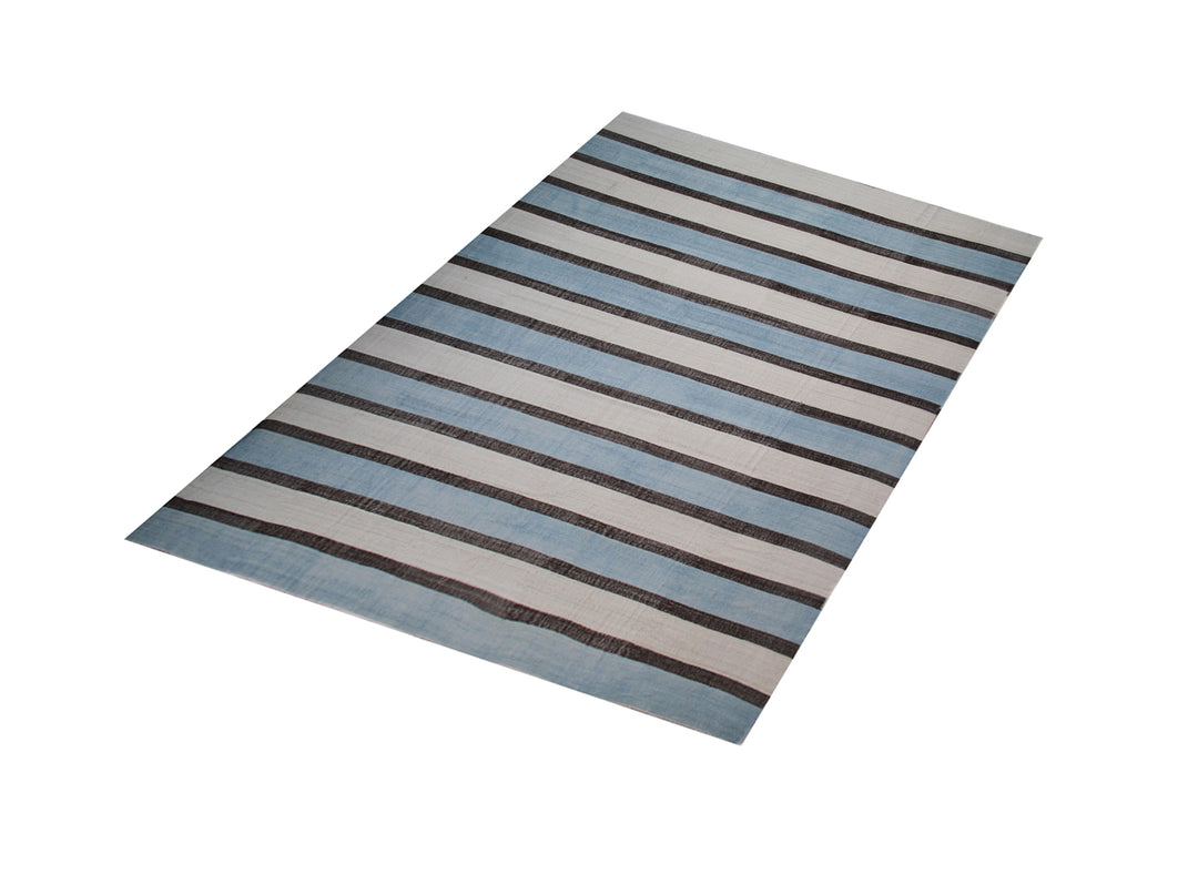 Authentic Ariana Blue and White Kilim - Extra Large Striped Design