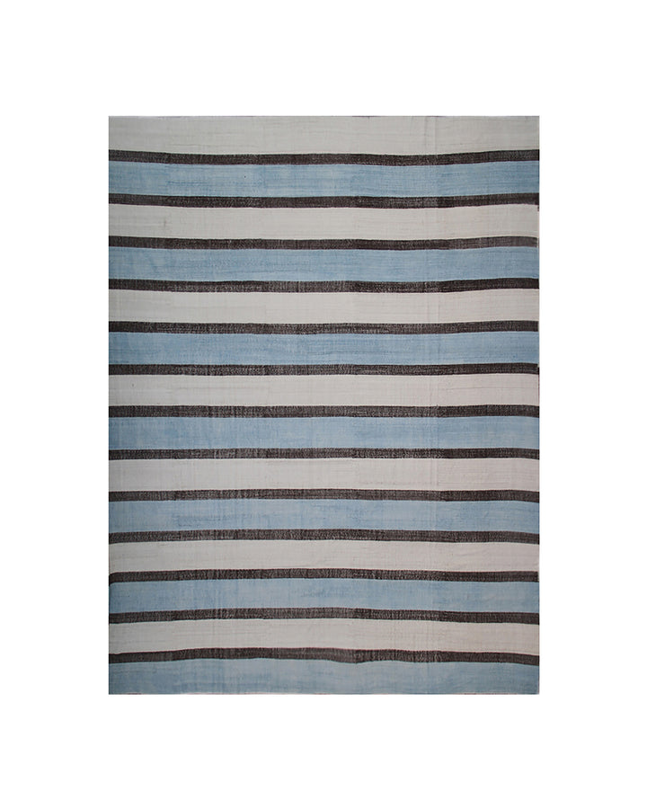 Authentic Ariana Blue and White Kilim - Extra Large Striped Design