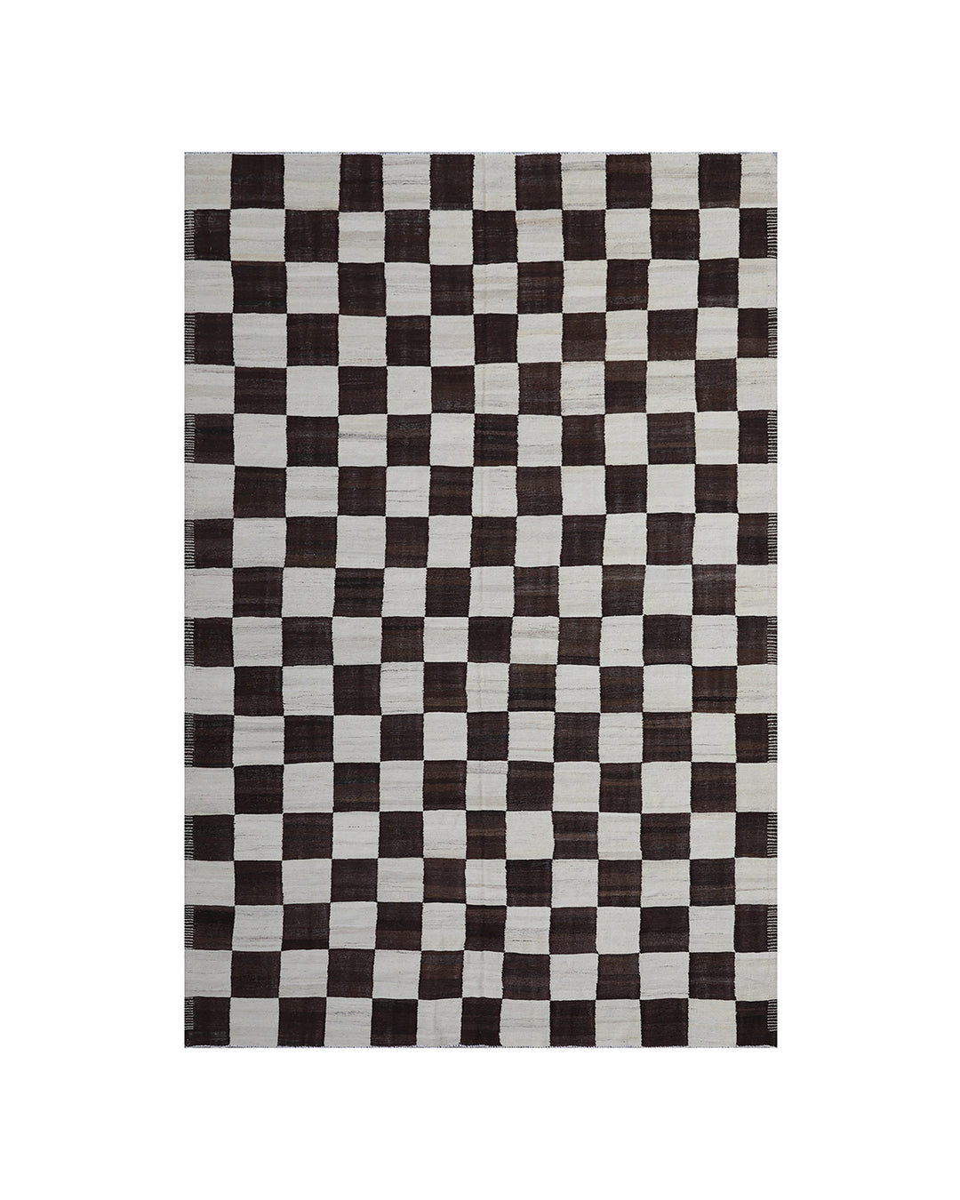 Authentic Ariana Checkered Kilim - Contemporary Earth Tone Design