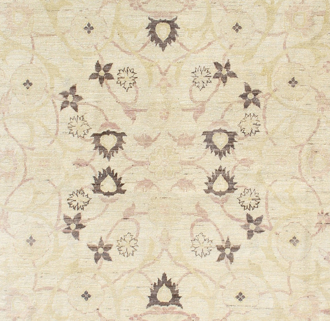 Ariana Floral Square Rug in Ivory and Earth Tones