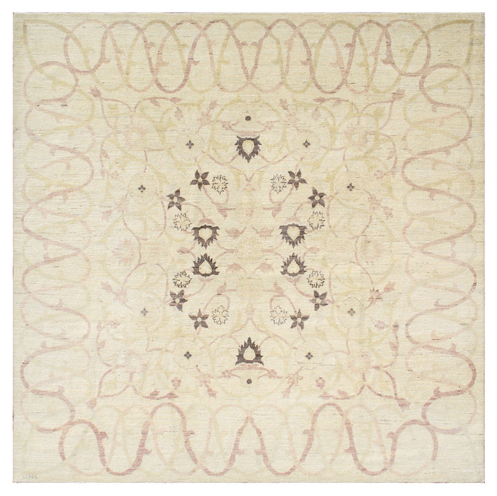 Ariana Floral Square Rug in Ivory and Earth Tones