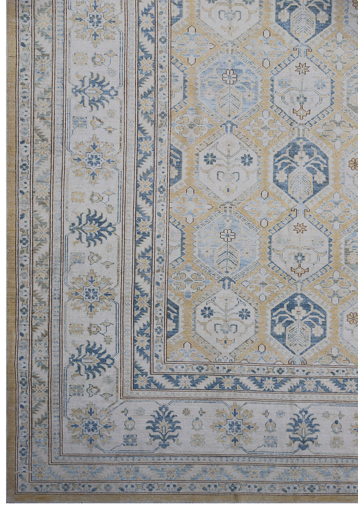 Ariana Hazara 13x17 Extra Large Geometric Earth Tone Hand-Knotted Wool Rug