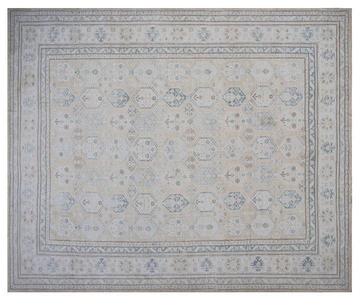 Ariana Hazara 13x17 Extra Large Geometric Earth Tone Hand-Knotted Wool Rug