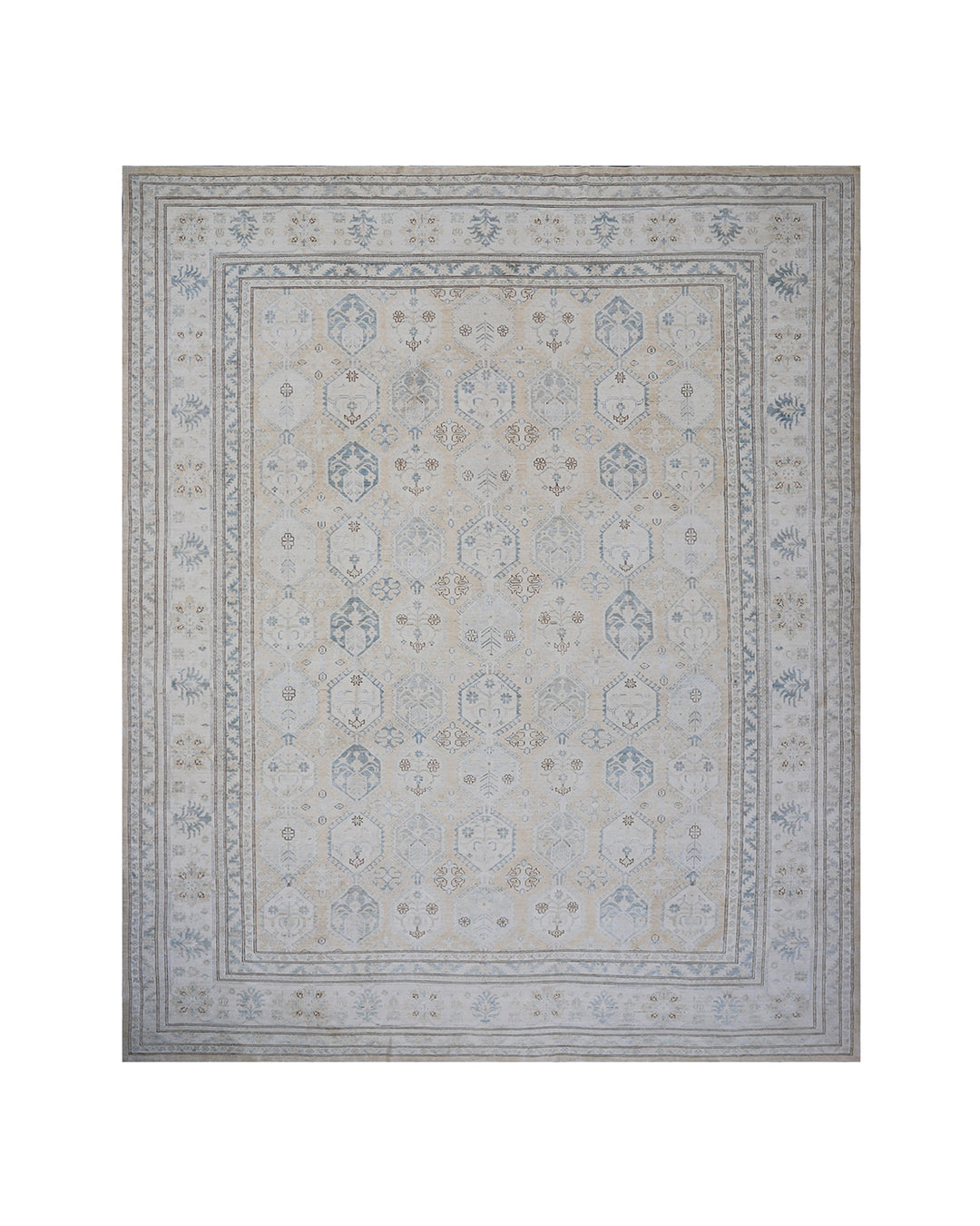 Ariana Hazara 13x17 Extra Large Geometric Earth Tone Hand-Knotted Wool Rug