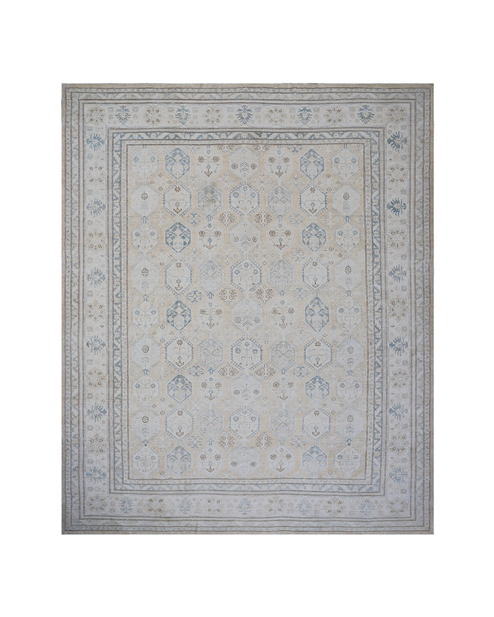 Ariana Hazara 13x17 Extra Large Geometric Earth Tone Hand-Knotted Wool Rug