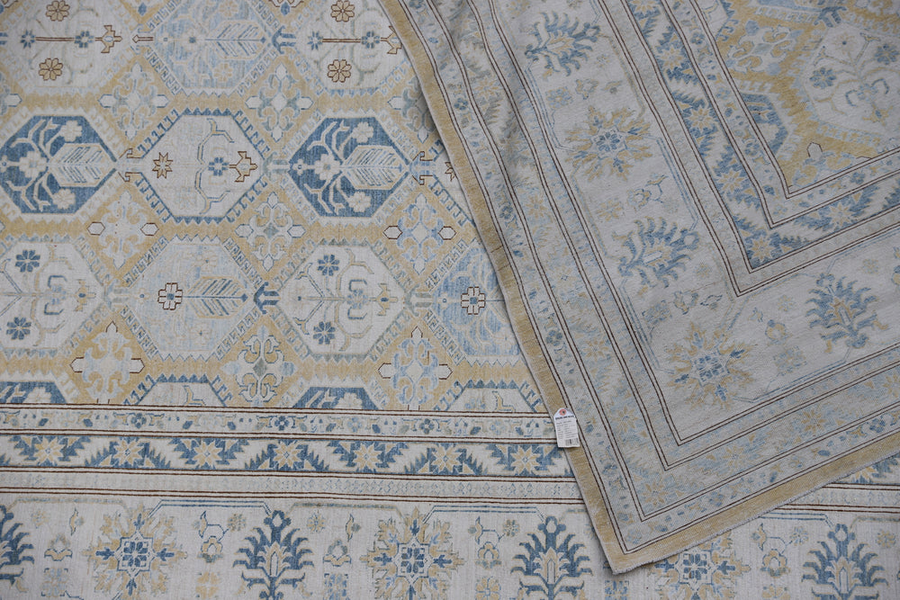 Ariana Hazara 13x17 Extra Large Geometric Earth Tone Hand-Knotted Wool Rug
