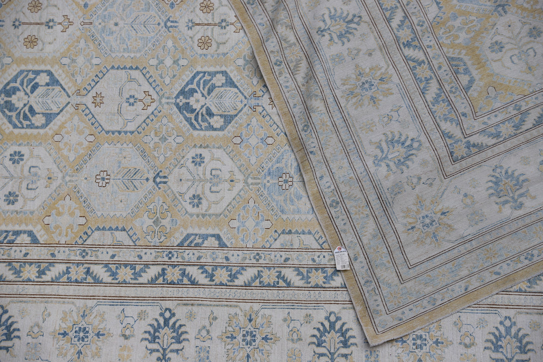 Ariana Hazara 13x17 Extra Large Geometric Earth Tone Hand-Knotted Wool Rug
