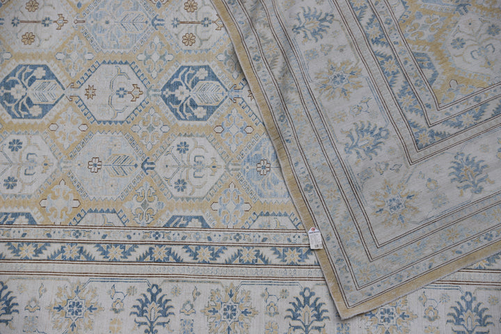 Ariana Hazara 13x17 Extra Large Geometric Earth Tone Hand-Knotted Wool Rug