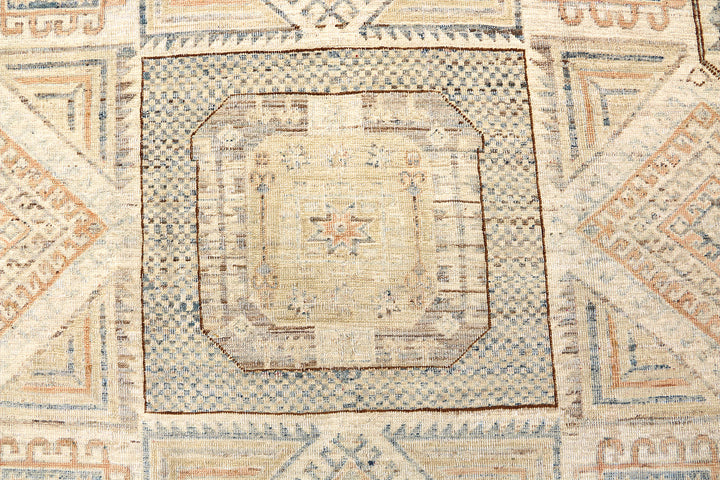 Ariana Hazara Collection 6x6 Unusual Star Shaped Geometric Thin Pile Wool Rug