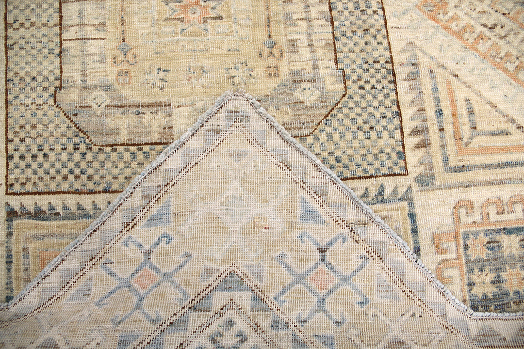 Ariana Hazara Collection 6x6 Unusual Star Shaped Geometric Thin Pile Wool Rug
