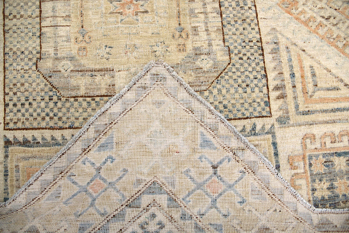 Ariana Hazara Collection 6x6 Unusual Star Shaped Geometric Thin Pile Wool Rug