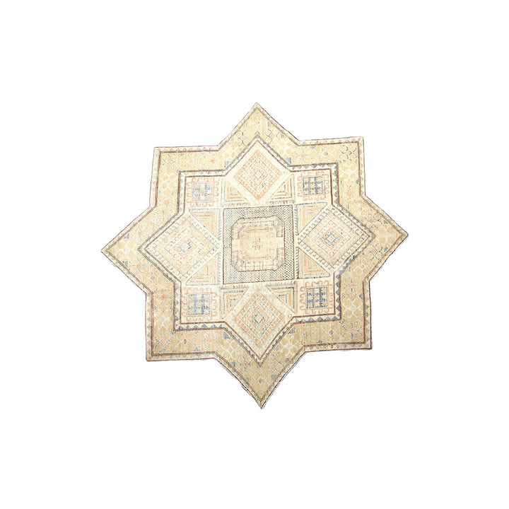 Ariana Hazara Collection 6x6 Unusual Star Shaped Geometric Thin Pile Wool Rug
