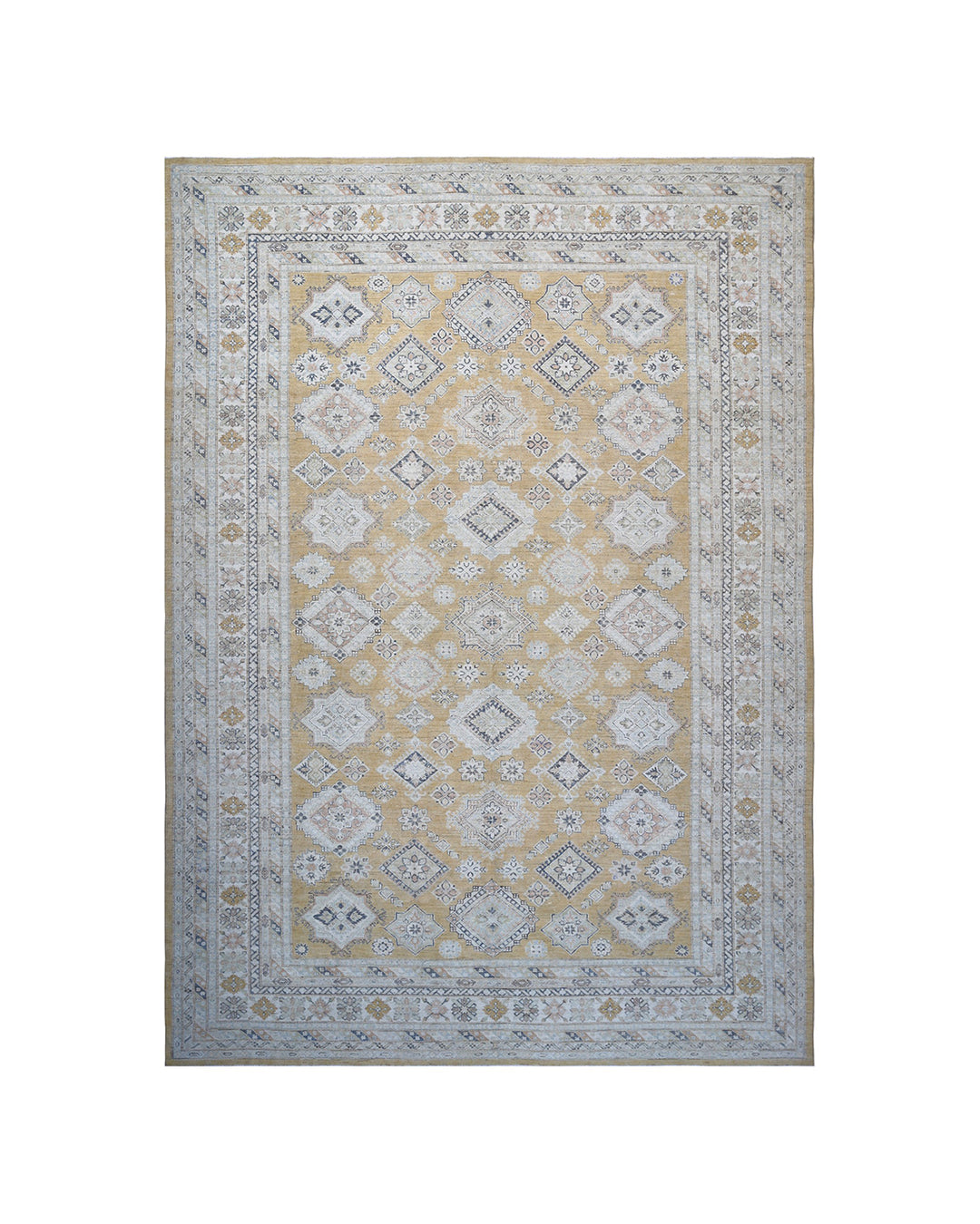 Ariana Hazara Geometric Tribal Hand-Knotted Wool Rug 14'1" x 10'5"