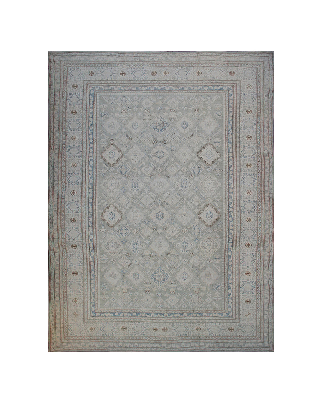 Ariana Hazara 17'4" x 14'5" Large Caucasian Geometric Hand-Knotted Rug