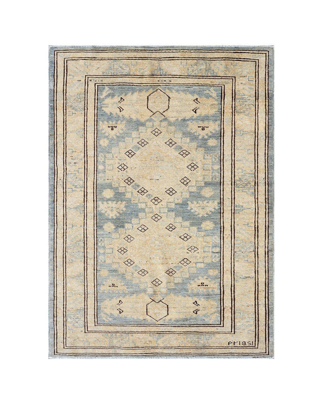 Ariana Hazara Collection: Hand-Knotted Small Wool Accent Rug
