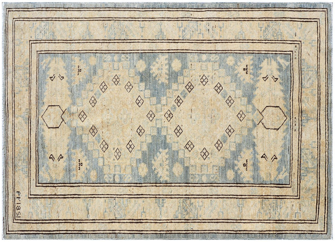 Ariana Hazara Collection: Hand-Knotted Small Wool Accent Rug