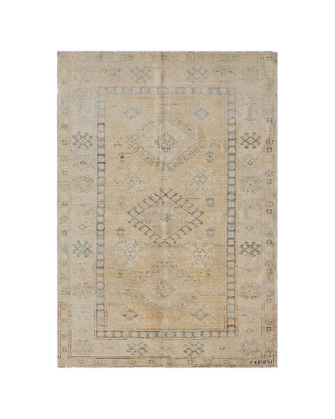 Ariana Hazara Collection: Handwoven Caucasian Geometric Small Wool Rug
