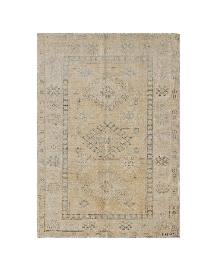 Ariana Hazara Collection: Handwoven Caucasian Geometric Small Wool Rug