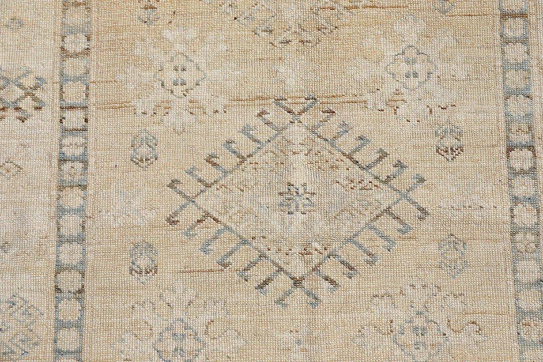 Ariana Hazara Collection: Handwoven Caucasian Geometric Small Wool Rug