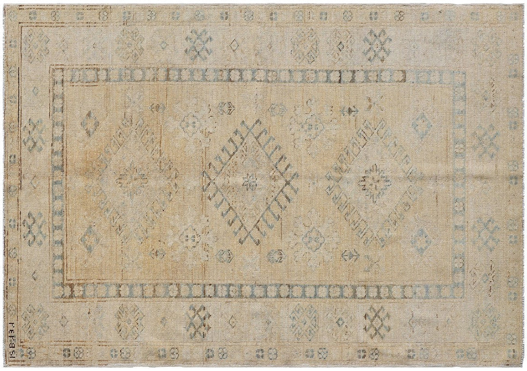 Ariana Hazara Collection: Handwoven Caucasian Geometric Small Wool Rug