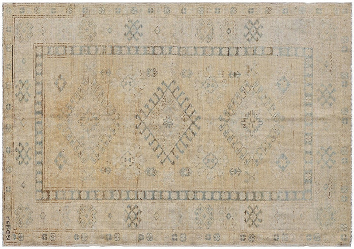 Ariana Hazara Collection: Handwoven Caucasian Geometric Small Wool Rug