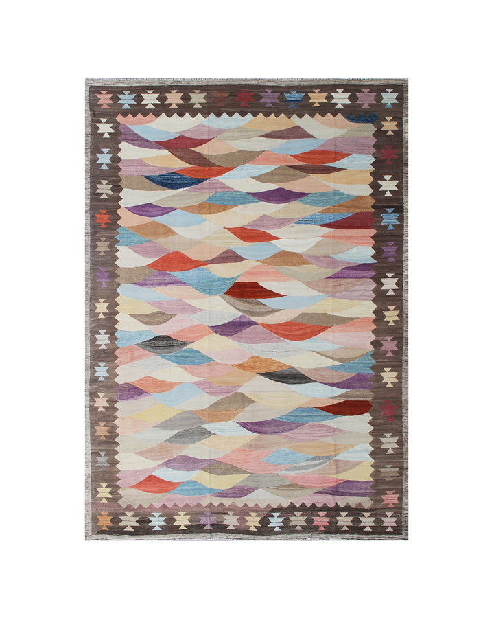 9'x12' Ariana Jewel Tone Geometric Kilim Handwoven in Maimana