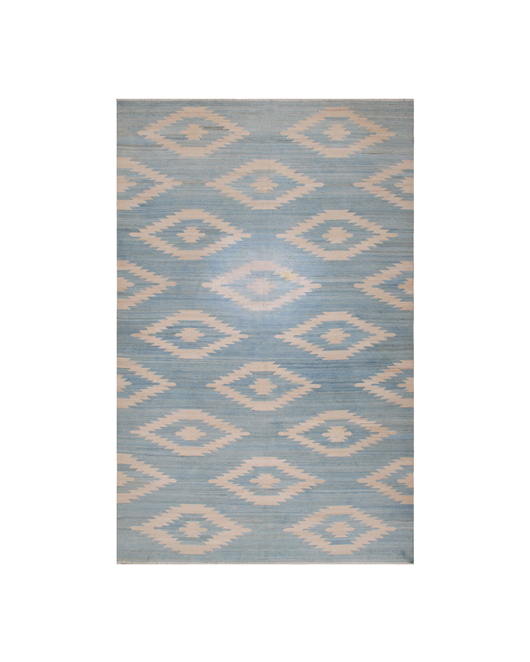 Ariana Rugs 10'5" x 6'6" Blue and White Geometric Medallion Kilim