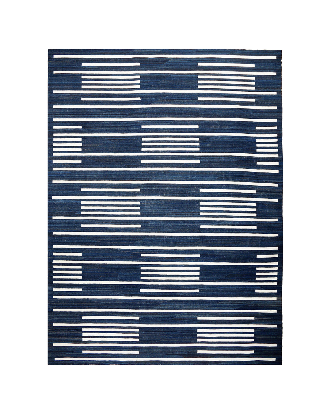 Ariana Kilim Collection 11x16 Maimana Afghanistan Natural Indigo and White Wool Handwoven Rug