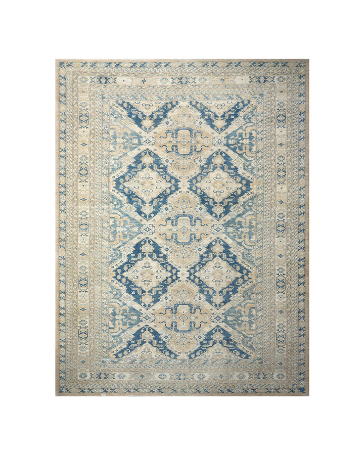 Unique Large Hand-Knotted Ariana Heriz Design Hazara Wool Rug