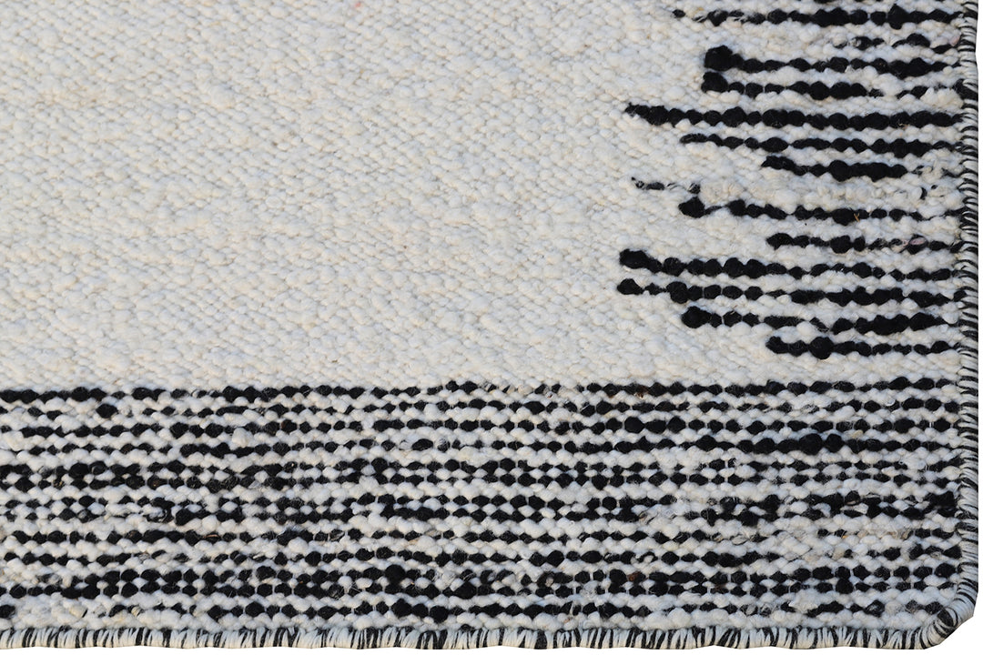 Oversized Black and White Hand-Woven Ariana Modern Rug