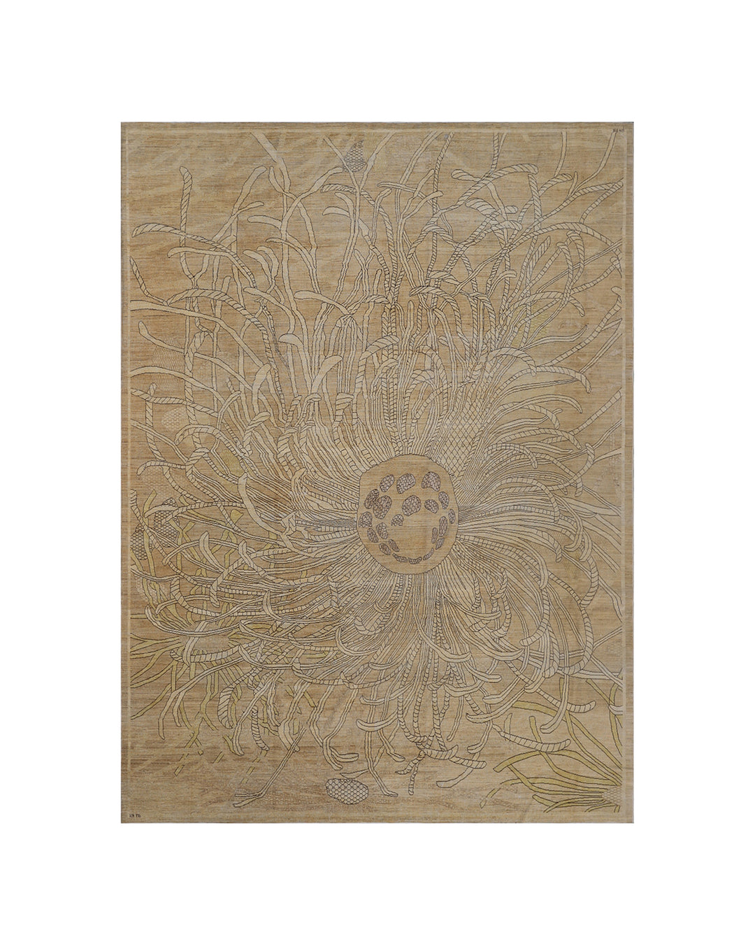Gold Feathered Star Fish Hand-Knotted Ariana Modern Rug